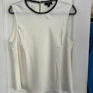 J. Crew Size XL Sleeveless Cream Ruffle-neck Blouse